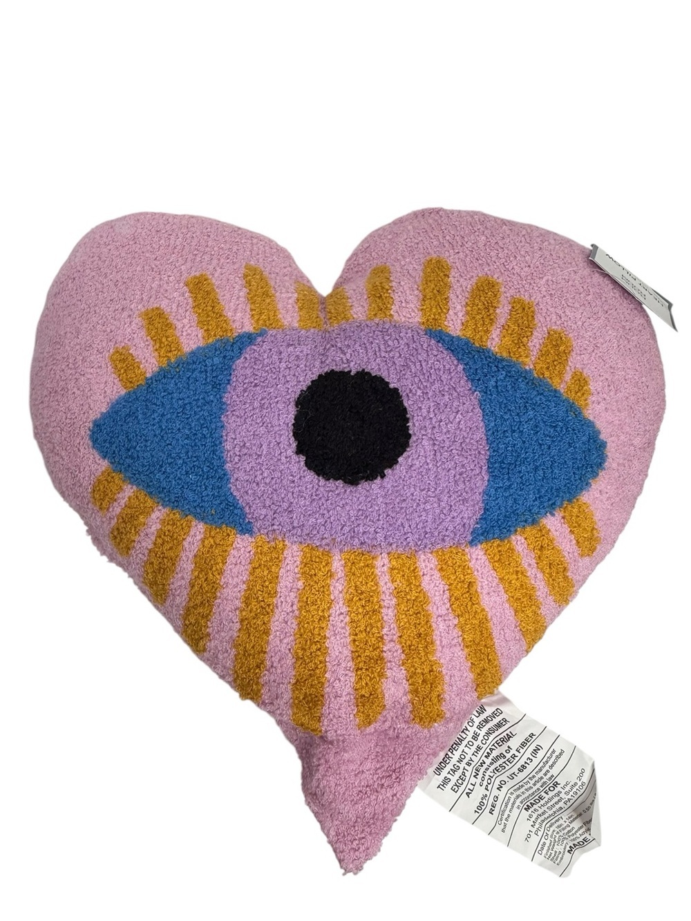 pink heart evil eye throw pillow home accent